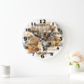 キュートモンキーズタイポグラフィアート ラージ壁時計 (ホーム)