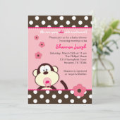 キュートモンキードットベビーシャワー招待状 招待状 (スタンド正面)