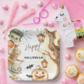 キュートモンスターズスポオクタキュラーキッズハローウィンパーティ ペーパープレート (パーティー)