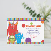 キュートモンスターズバースデーパーティーサンキューカード招待状 サンキューカード (スタンド正面)