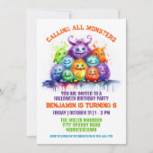 キュートモンスターズ子供の誕生日パーティの招待状 招待状 (正面)