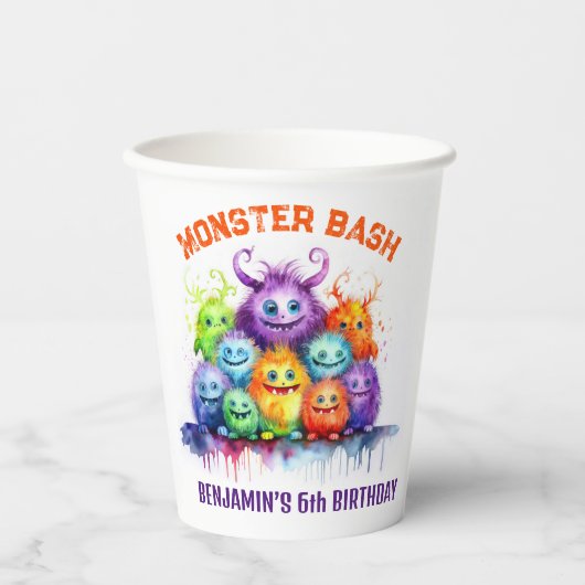 キュートモンスターズ子供の誕生日パーティー紙カップ 紙コップ (正面)