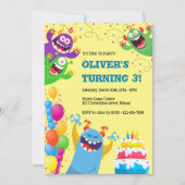 キュートモンスターズ子供の誕生日パーティー 招待状 (正面)