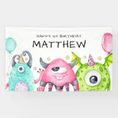 キュートモンスターズ少年ハッピーバースデーバナー 横断幕 (横)