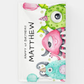 キュートモンスターズ少年ハッピーバースデーバナー 横断幕 (縦)