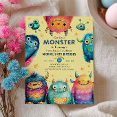 キュートモンスターズ男女兼用子供の誕生日パーティー 招待状
