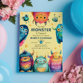 キュートモンスターズ男女兼用子供の誕生日パーティー 招待状