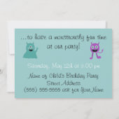 キュートモンスターパーティの招待状 招待状 (裏面)