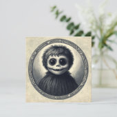 キュートモンスターホラー不気味アンティークイラストレーション カード (スタンド正面)