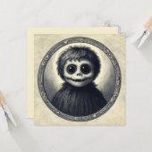 キュートモンスターホラー不気味アンティークイラストレーション カード (正面/裏面インサイチュ)