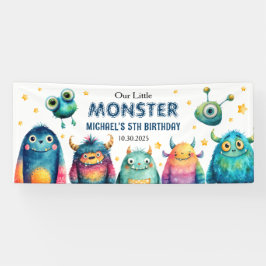 キュートモンスターマッシュのウィムシカルな子供の誕生日パーティー 横断幕