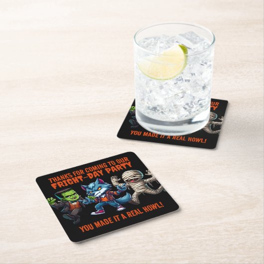 キュートモンテリフィックファライトデイハローウィンパーティ スクエアペーパーコースター (インサイチュ)