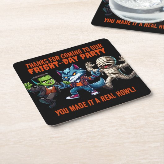 キュートモンテリフィックファライトデイハローウィンパーティ スクエアペーパーコースター (アングル)