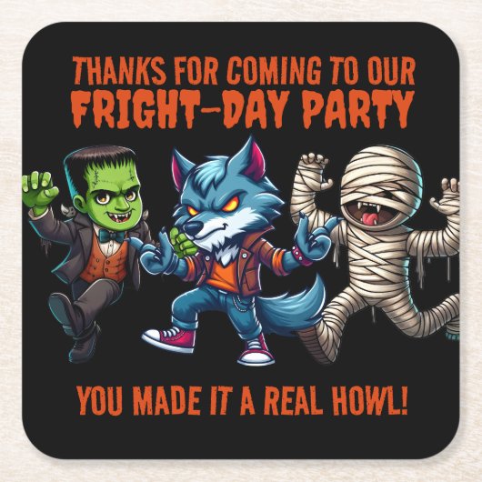 キュートモンテリフィックファライトデイハローウィンパーティ スクエアペーパーコースター (正面)