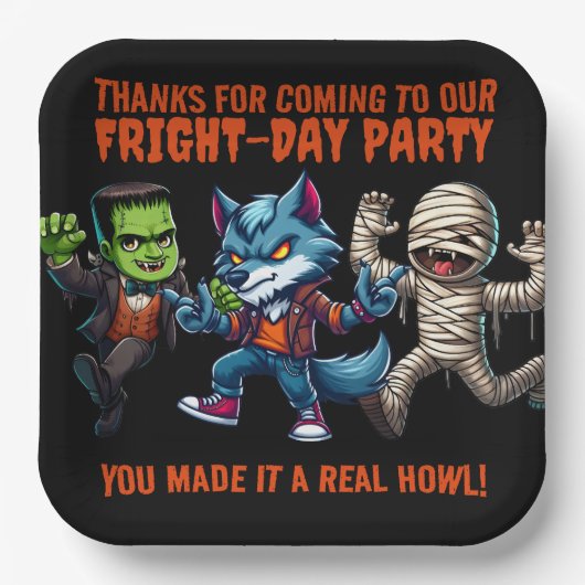 キュートモンテリフィックファライトデイハローウィンパーティ ペーパープレート (正面)