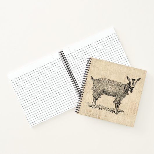 キュートヤギとベルイラストレーションアンティーク台本 ノートブック (内部)