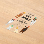 キュートヤグファームパーティー動物ヤギ誕生日テーマ アクリル招待状 (レイダウン)