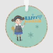 キュートユダヤ人カップル幸せハヌカーティール(緑がかった色) オーナメント (裏面)