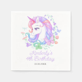 キュートユニコーンオールエイジズ子供の誕生日 スタンダードカクテルナプキン