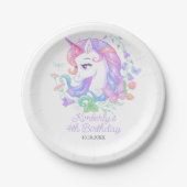 キュートユニコーンオールエイジズ子供の誕生日 ペーパープレート (正面)