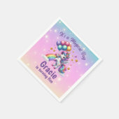 キュートユニコーンガールズ誕生日 スタンダードカクテルナプキン (角)