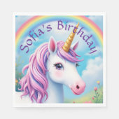 キュートユニコーンガールレインボー誕生日 カラフル スタンダードランチョンナプキン (正面)