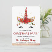 キュートユニコーンクリスマスホリデーディナーパーティー 招待状 (スタンド正面)