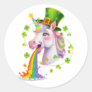 キュートユニコーンシャムロックSt patricks dayレプリコーン ラウンドシール