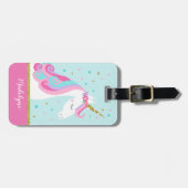 キュートユニコーンスターズグリッターアクア ラゲッジタグ (正面横)