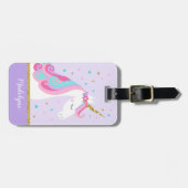 キュートユニコーンスターズグリッターパープル ラゲッジタグ (正面横)
