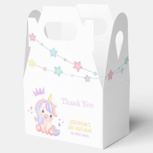 キュートユニコーンスターズバナーファンタジー誕生日 フェイバーボックス (オープン)