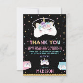 キュートユニコーンスリープマスクスランバースリープバーパーティー サンキューカード (正面)
