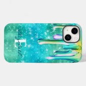 キュートユニコーンターコイズグリッタードリップフェイクグリッター Case-Mate iPhoneケース (裏面 (横))