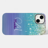 キュートユニコーンターコイズパープルグリッターフェイクグリッター Case-Mate iPhoneケース (裏面 (横))