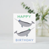 キュートユニコーンナルホエールホワイリーハッピーバースデー ポストカード (スタンド正面)