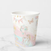 キュートユニコーンパステルレインボー誕生日 紙コップ (正面)