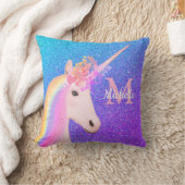 キュートユニコーンパープルグラデーショングリッター クッション (ブランケット)