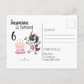 キュートユニコーンパープル誕生日 インビテーションポストカード (裏面)