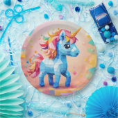 キュートユニコーンピナタ誕生日招待状 ペーパープレート (パーティー)