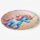 キュートユニコーンピナタ誕生日招待状 ペーパープレート (アングル)