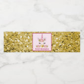 キュートユニコーンピンク金ゴールドグリッタークインセアニー ペットボトルラベル (シングルラベル)