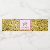 キュートユニコーンピンク金ゴールドグリッター誕生日 ペットボトルラベル (シングルラベル)