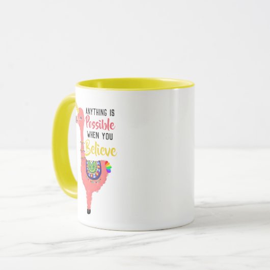 キュートユニコーンフラミンゴラマ感動的引用文 マグカップ (正面左)