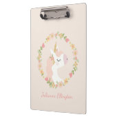 キュートユニコーンフローラリース赤面ピンク名前をカスタムする クリップボード (左)
