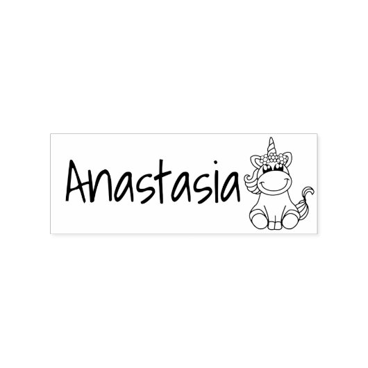 キュートユニコーンホースポニーグラフィック名前をカスタムする文字 ラバースタンプ (インプリント)