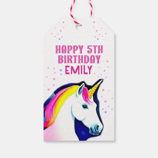 キュートユニコーンマジカルスターガールハッピーバースデー ギフトタグ (裏面)