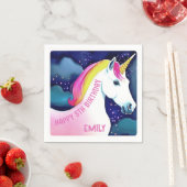 キュートユニコーンマジカルスターガールハッピーバースデー スタンダードカクテルナプキン (インサイチュ)