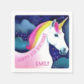 キュートユニコーンマジカルスターガールハッピーバースデー スタンダードカクテルナプキン (正面)