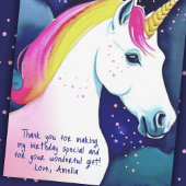 キュートユニコーンマジカルスターズガール誕生日 サンキューカード