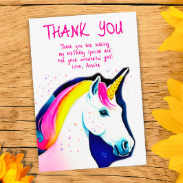 キュートユニコーンマジカルスターズガール誕生日 サンキューカード